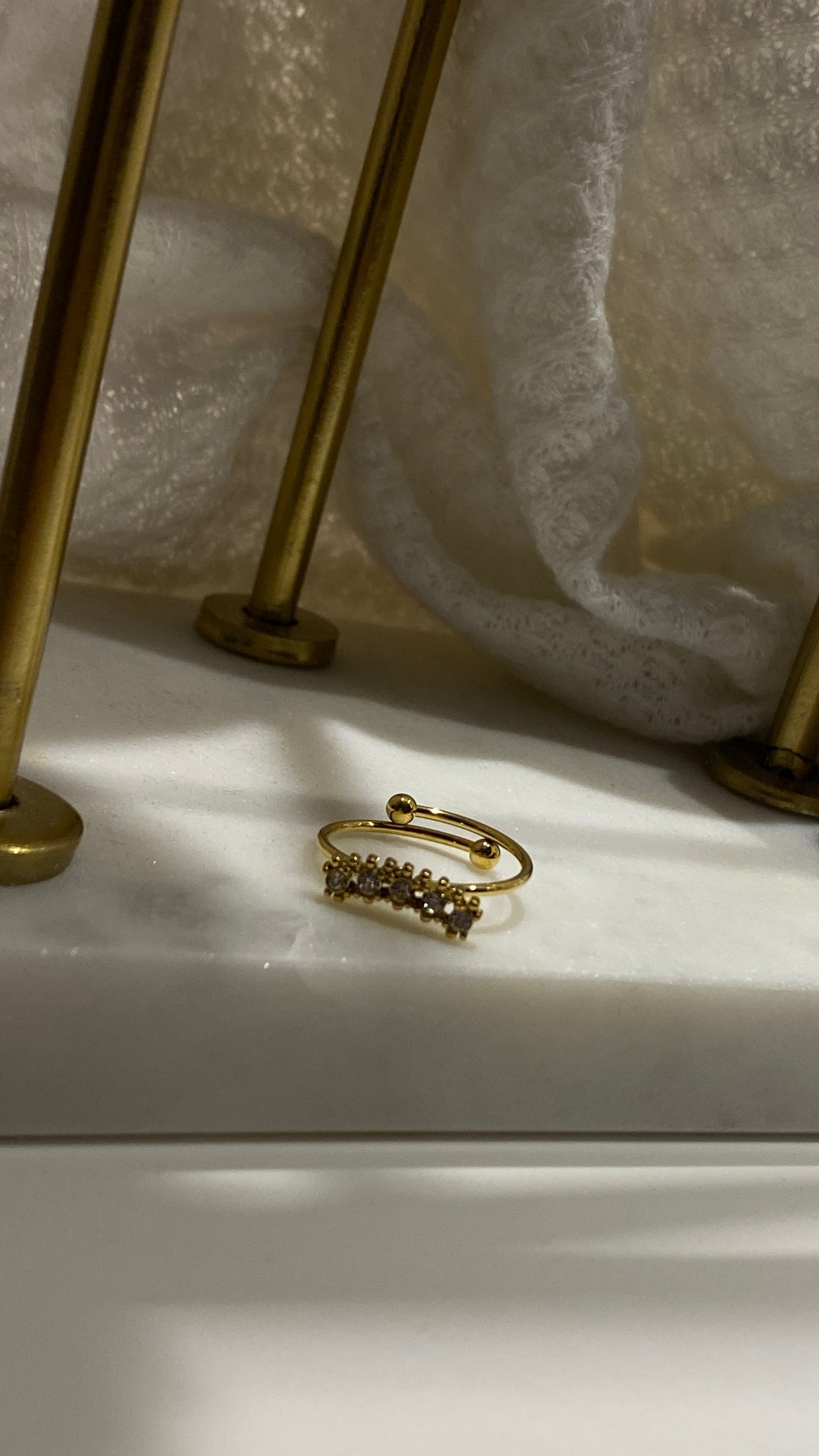 White rhinestones ring