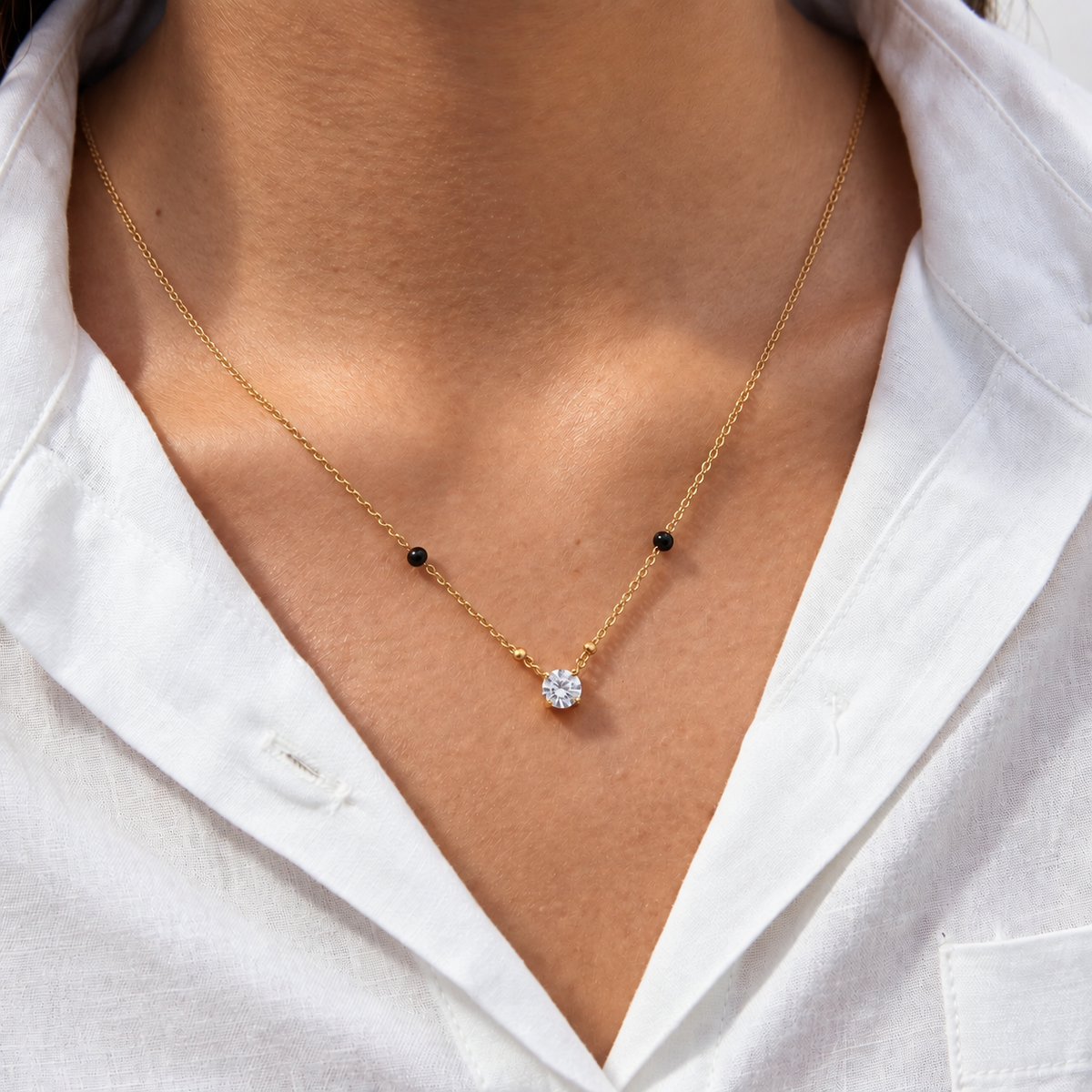 Melia Black bead necklace