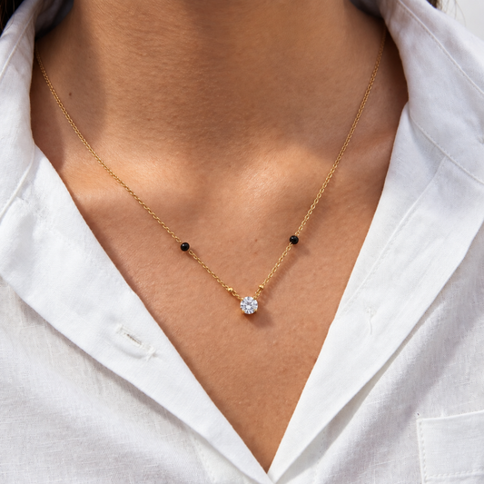 Melia Black bead necklace