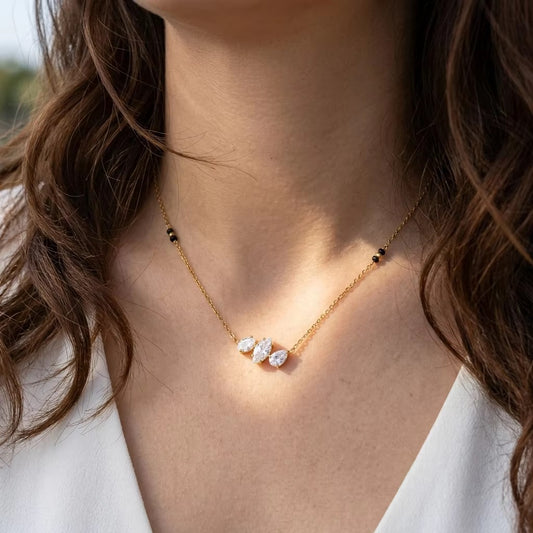 Ivara black bead necklace