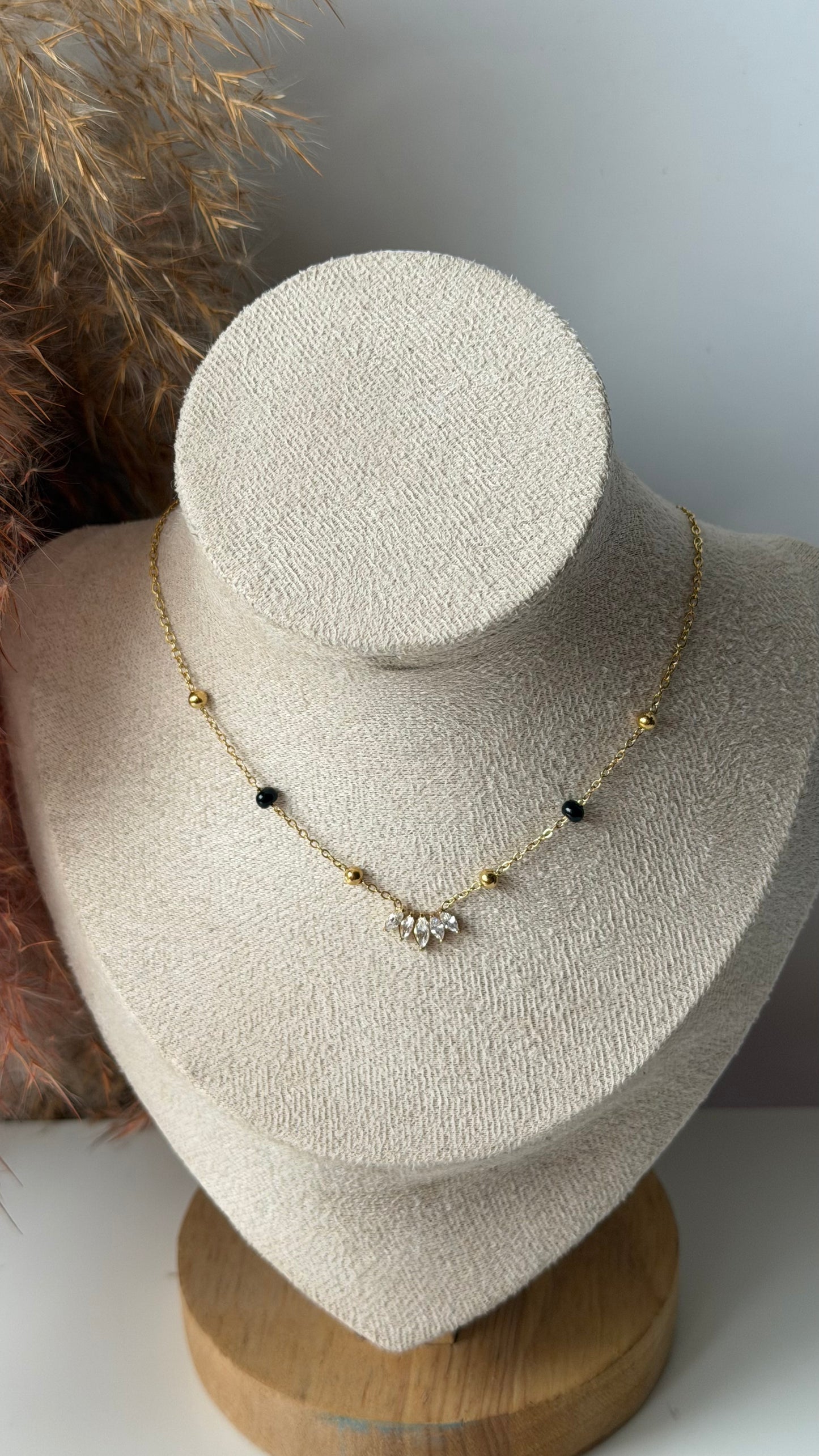 Black bead necklace