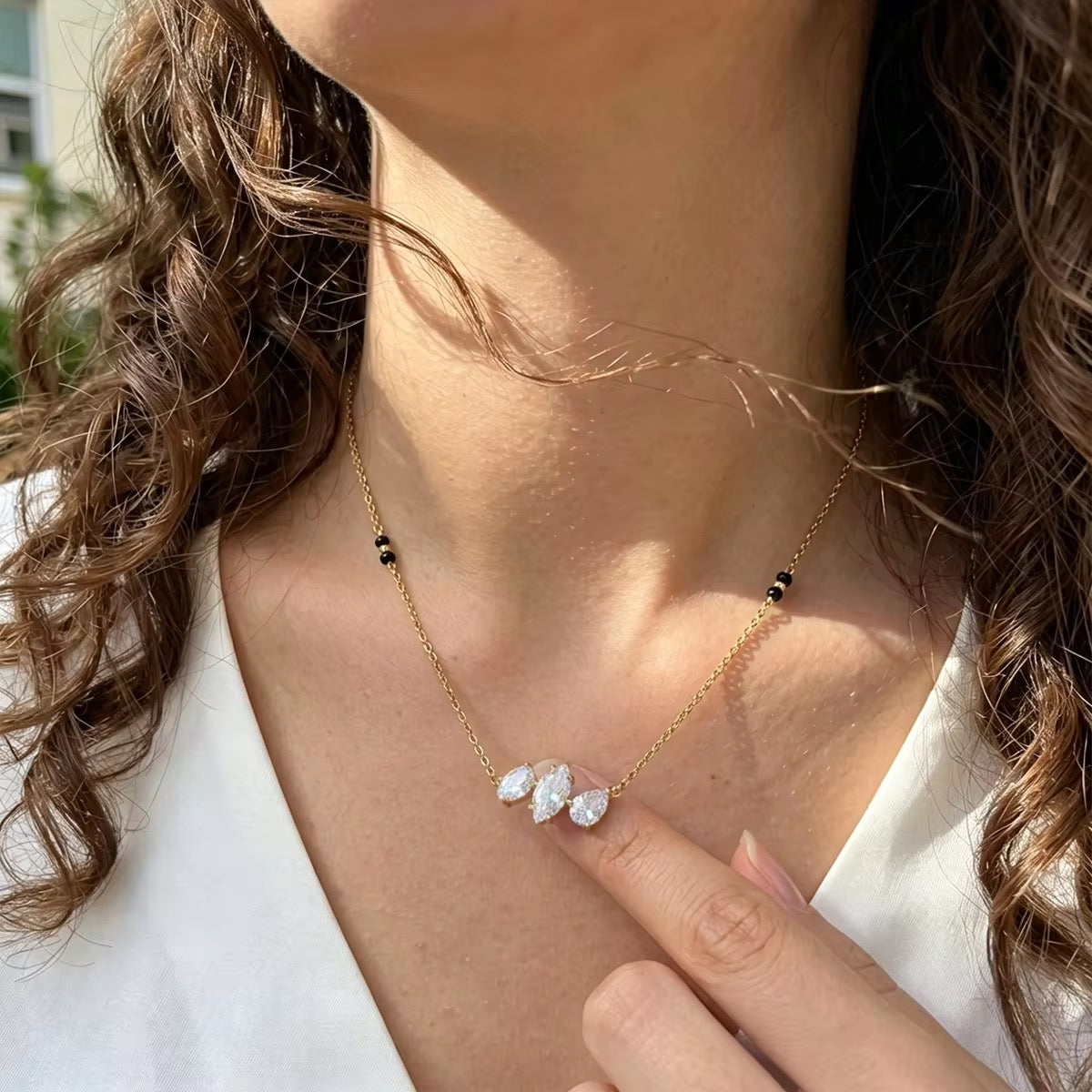 Ivara black bead necklace