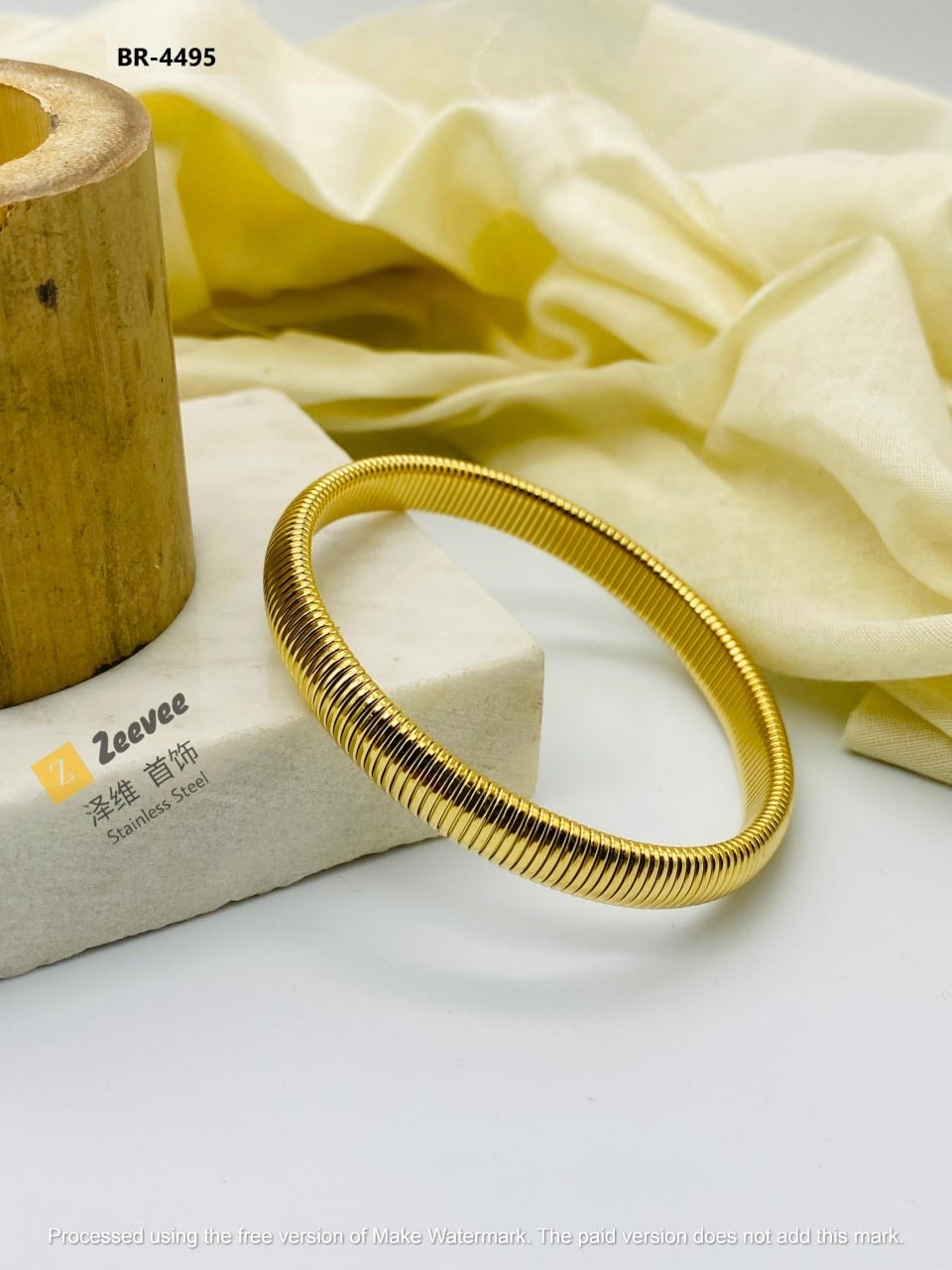 Dazzling Shiny 3-row Flexible Japanese Platinum & Rose Gold Bracelet f