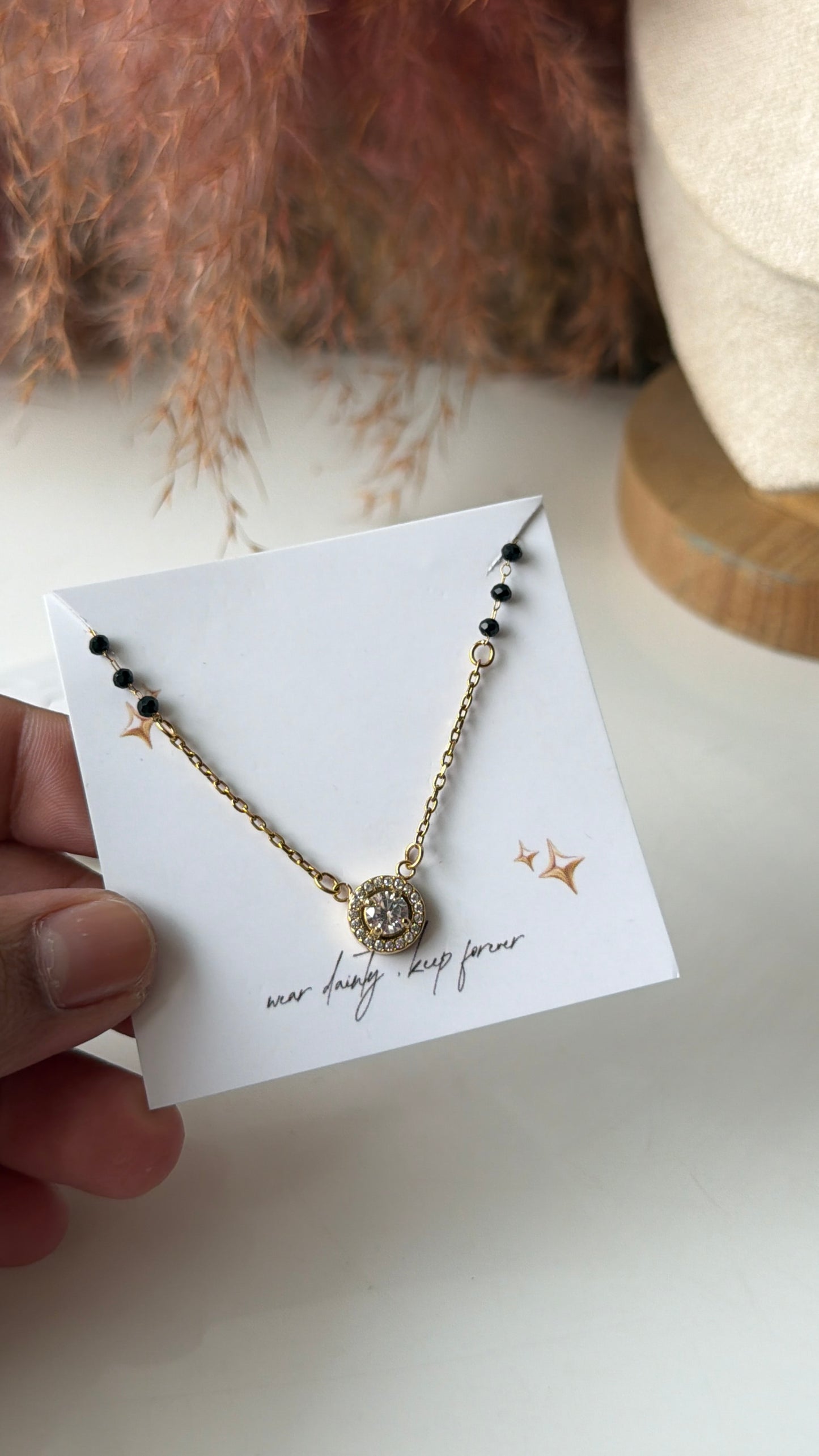 Black bead necklace