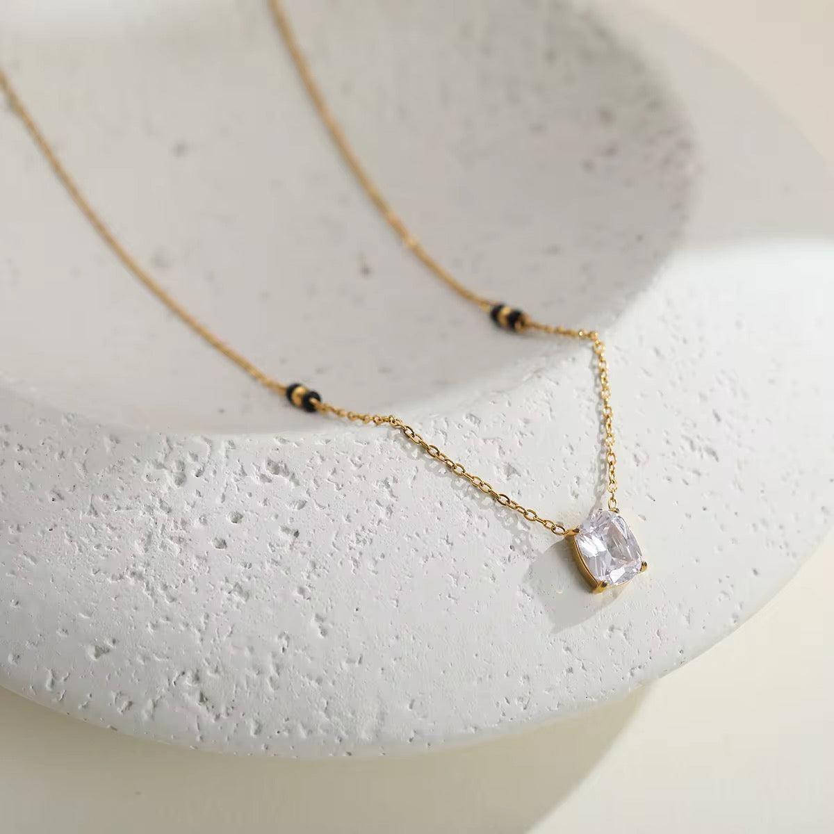 Auri black bead necklace