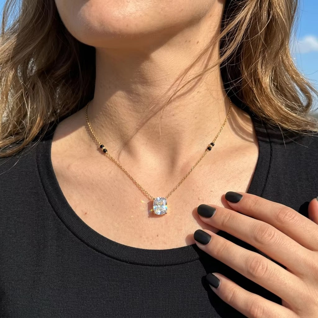 Auri black bead necklace