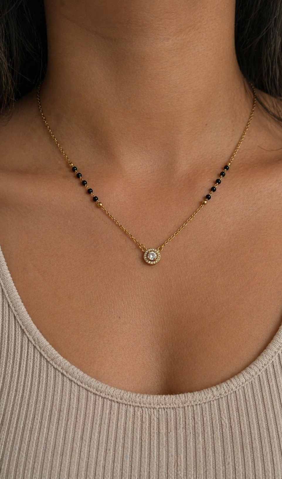 Black bead necklace