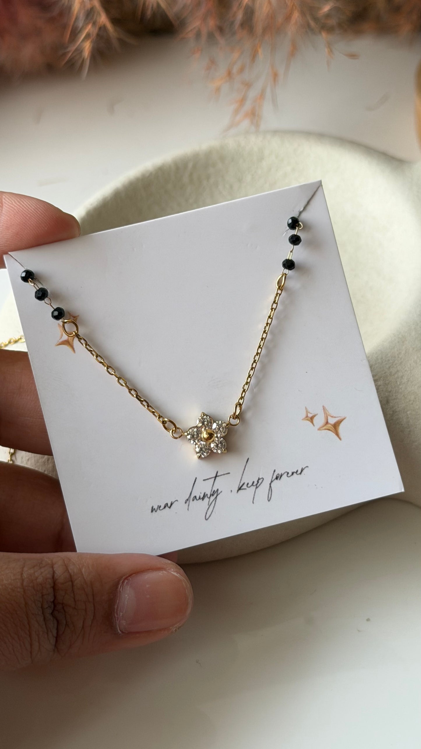 Black bead necklace