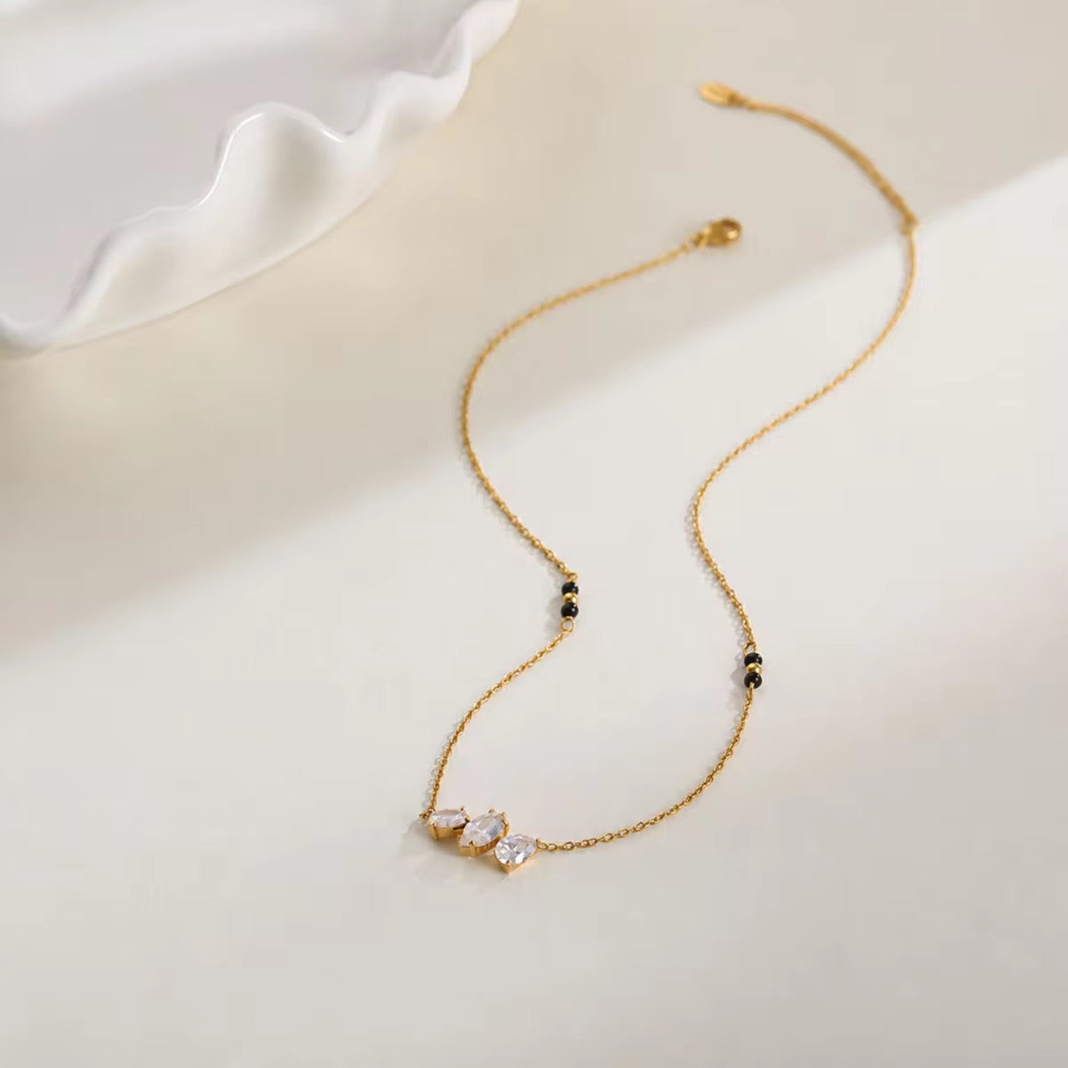 Ivara black bead necklace