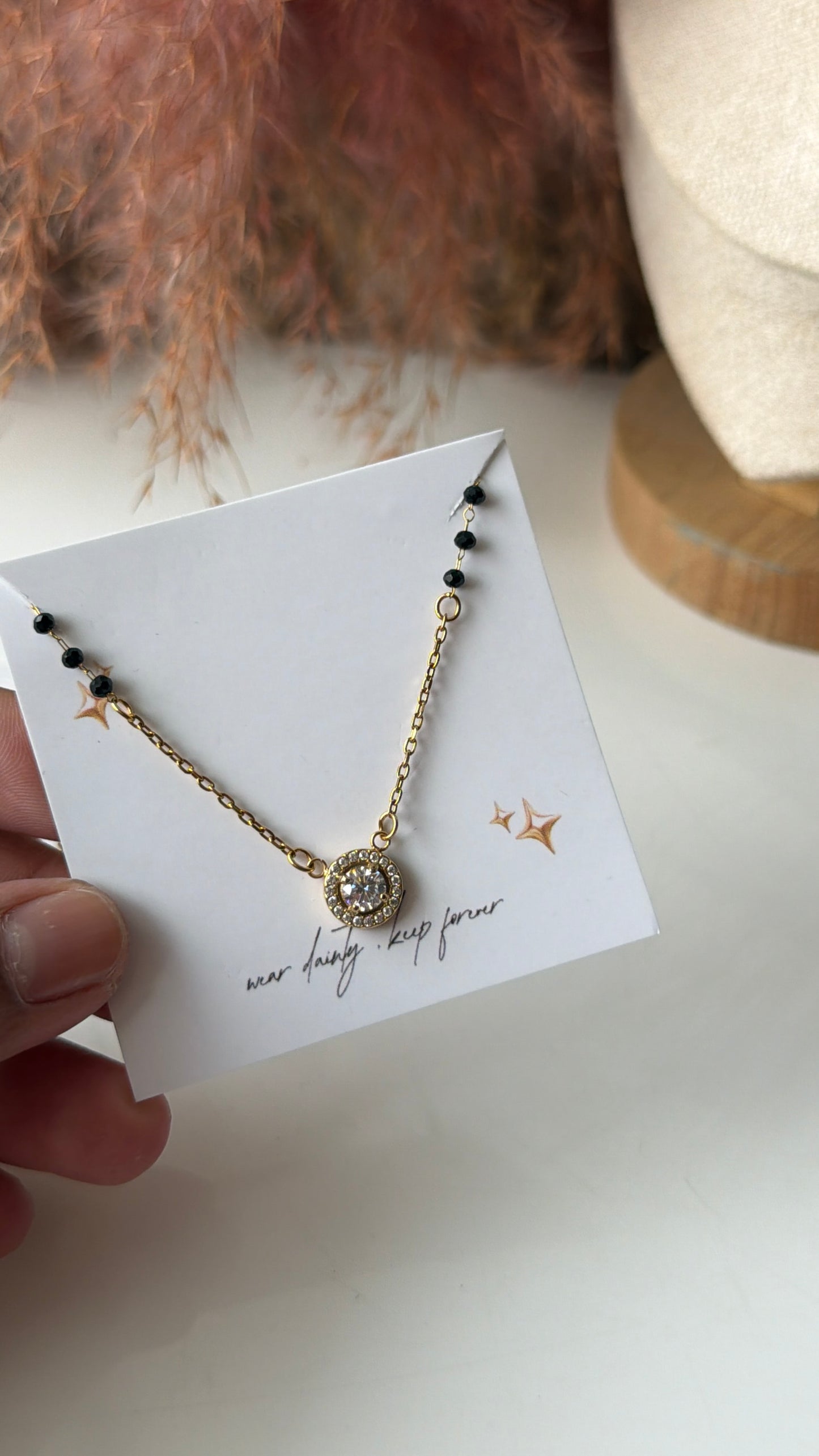 Black bead necklace