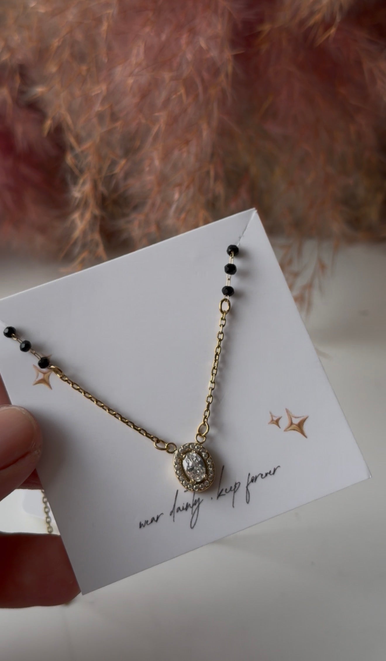 Black bead necklace