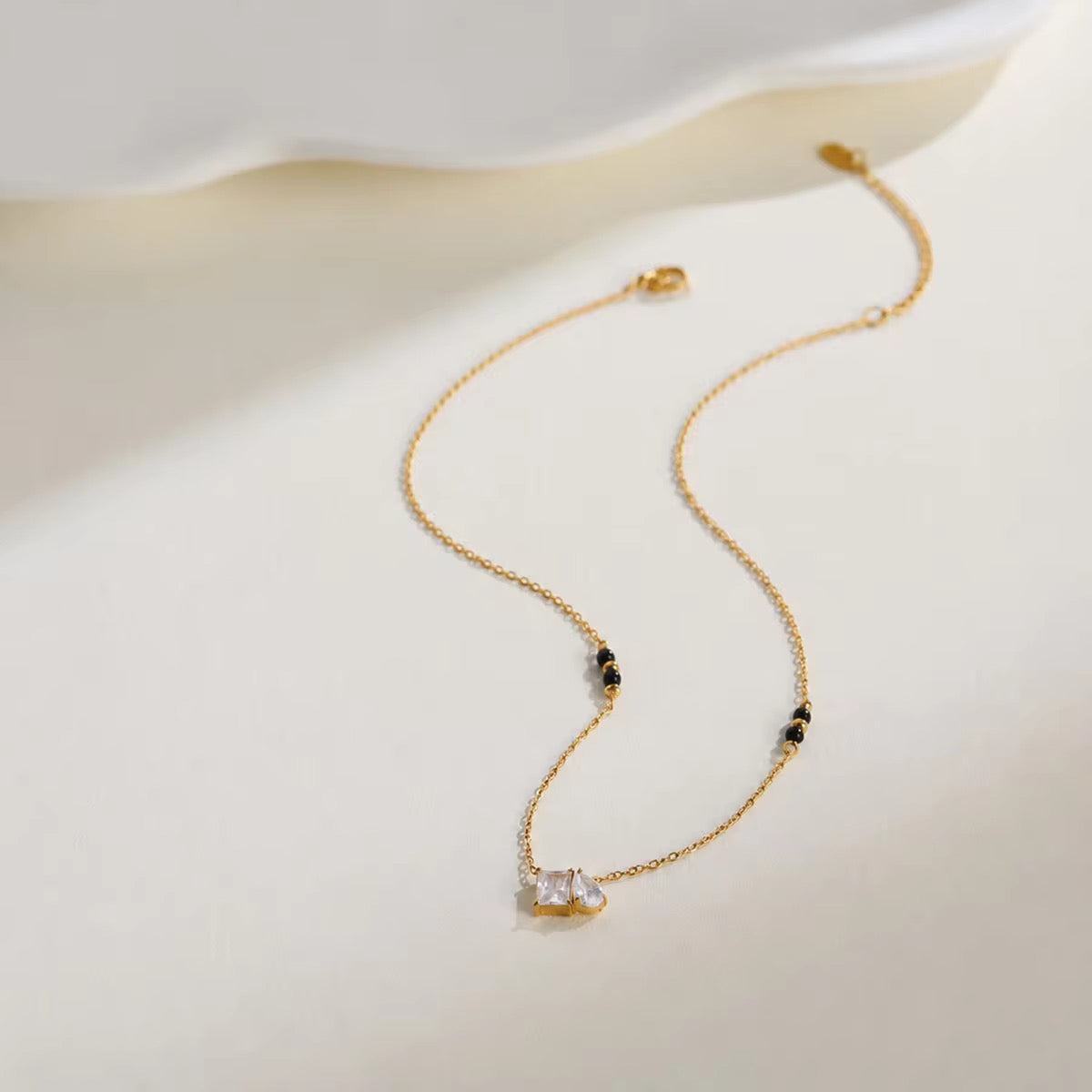 Luma black bead necklace