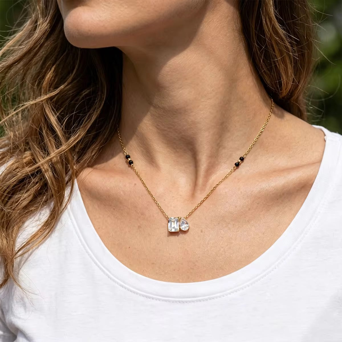 Luma black bead necklace